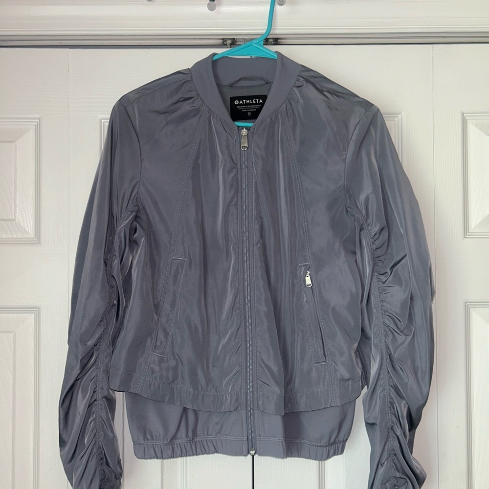 Athleta Wayfarer Bomber Jacket in Slate Blue